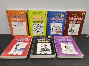 Lot of 7 Diary of a Wimpy Kid Hardcover Paperback Book Bundle by Jeff Kinney - Picture 1 of 12