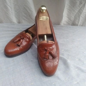 ALFANI Italy Wingtip Tassel Light Brown Leather Loafers Shoes Sz 10.5 M Men's  - Picture 1 of 11