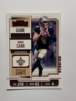2023 Panini Contenders Football #72 DEREK CARR Red Foil Game Ticket SAINTS - Image 1 of 2