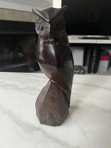 Mid-Century Carved Wooden Owl Sculpture - Picture 1 of 6