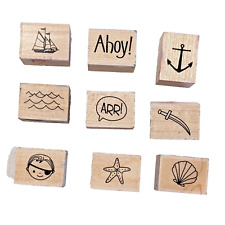 Lot 9 Rubber Stamps Craft Nautical Boat Ship Pirate Sea Marine Ocean Anchor