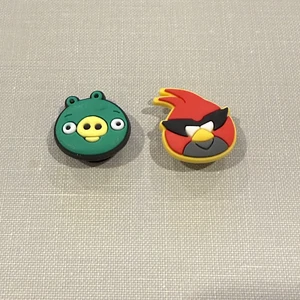 Angry Birds Shoe Charms Lot of 2 Red Bird Green Pig Shoes - Picture 1 of 4