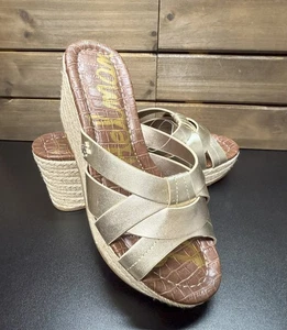 Sam Edelman Women's Wedge Platform Sandals Dev Beige Blush Gold Size 6 - Picture 1 of 5