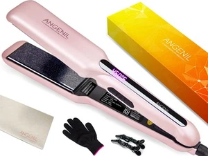 Ceramic Flat Iron Hair Straightener - 1.6inch Straightening and Curler 2 in 1... - Picture 1 of 9
