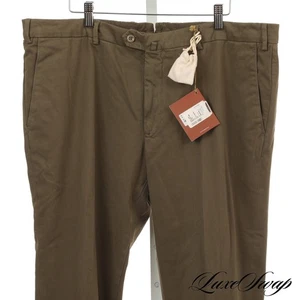 NWT $550 #1 MENSWEAR Loro Piana Olive Green Garment Dyed Chino Pants Trousers 58 - Picture 1 of 9