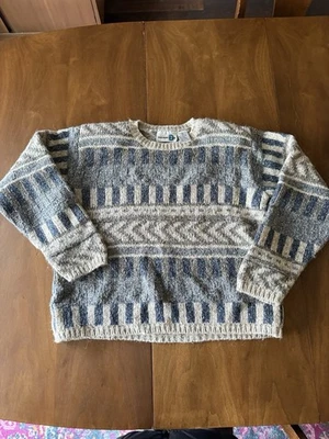 Suéter Vintage Mezcla Lana/Algodón Patrón Abstracto Núcleo de Casa/Abuelo Tallas Foto 1 de 4