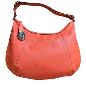 Tumi Orange Crossgrain Leather Large Hobo Shoulder Bag Purse MCMLXXV MINT - Picture 1 of 14