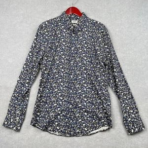 Marcs Men’s Slim Fit Shirt Blue Floral Print 100% Cotton Italian Fabric Size L - Picture 1 of 8
