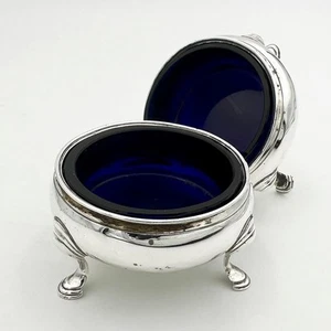PAIR ANTIQUE SALT CELLARS STERLING SILVER GEORGE III London 1766 Stephen Adams I - Picture 1 of 11