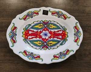 Italian Serving Plate Nova Deruta Italy Ceramic 15x12 Oval Platter Painted Tray - Picture 1 of 5