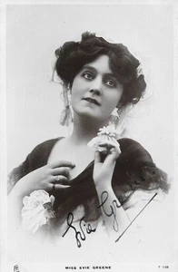 Actriz de comedia musical eduardiana de colección EVIE GREENE (1875-1917) foto firmada - Imagen 1 de 1