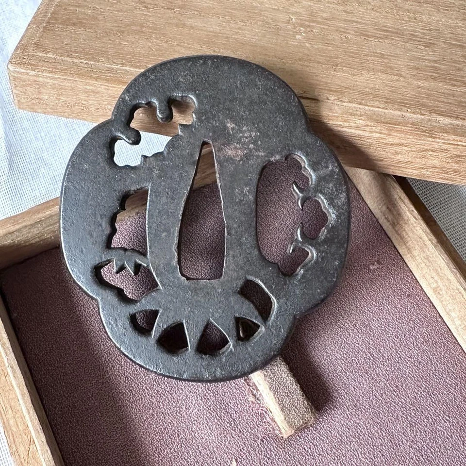 Japanese Katana Tsuba Openwork Iron Sword Guard Samurai Fitting - Image 1 of 4