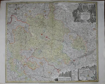 Mappa Incisa In Rame Del Ducato Di Württemberg Di Tobias Lotter Circa 1750 - Immagine 1 di 2