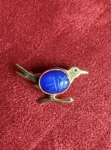 VINTAGE 1/20th 14K GOLD FILLED ROAD RUNNER LAPIS BROSCHE ANSTECKNADEL 1,25" - Bild 1 von 8