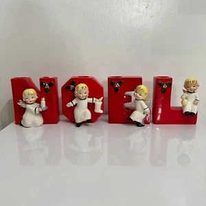 Vintage Napco Christmas Noel Angels Yuletide Quartet Candleholder 1956 MCM flaw - Picture 1 of 12