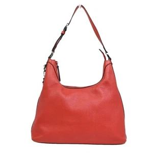 GUCCI Logo GG Charm Shoulder Hobo Bag Leather Red SHW Italy 37FB597 - Picture 1 of 19