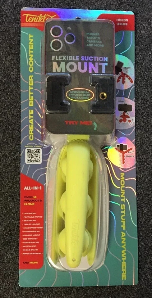 NUEVO Tenikle Pro Trípode Flexible Flexible Ventosa Cámara y Teléfono Montaje Amarillo Foto 1 de 4