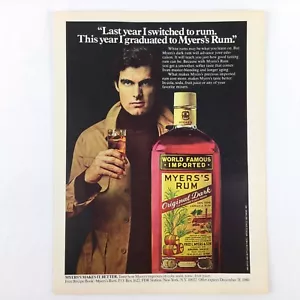 MYERS'S RON ANUNCIO ESTAMPADO VINTAGE Licor Oscuro Bar Cóctel Sexy Hombre Gabardina Hombre Chico - Imagen 1 de 1