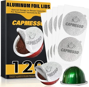 Aluminum Foil Lids for Reusable Nespresso Vertuoline Pods, Coffee Pods Sticker C - Picture 1 of 12