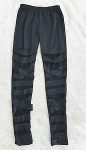 Leggings recortados talla S malla cruzada cintura alta pantalones de yoga gótico negro - Imagen 1 de 6