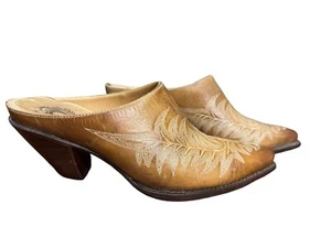 Charlie 1 Horse hellbraune Leder Western Pantoletten Booties 7,5 B zarte Nähte - Bild 1 von 18