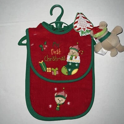 NUEVO Baby Essentials Mi Primer Babero de Navidad, Paño para Eructar y Adorno Foto 1 de 4