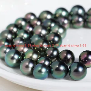  Beauty 10mm Black South Sea Shell Pearl Round Loose Beads 15" Strand AAA - Picture 1 of 12