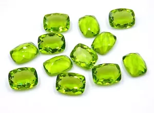 12x16 MM Peridot Cushion Cut Lot Lab Created Loose Gemstones For Jewelry P-2952 - Picture 1 of 4