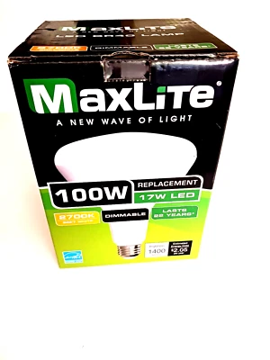 MaxLite 100W Replacement 17W LED Dimmable 2700K Soft White 1400 Lumens - Image 1 of 4