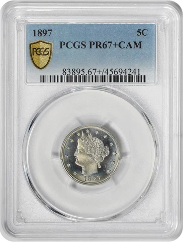 1897 Liberty Nickel PR67+CAM PCGS Cover
