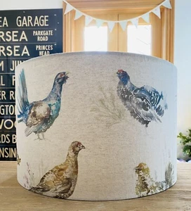 NEW HANDMADE GAME BIRD PHEASANT LAMPSHADE LIGHTSHADE IN VOYAGE LINEN FABRIC - Picture 1 of 3