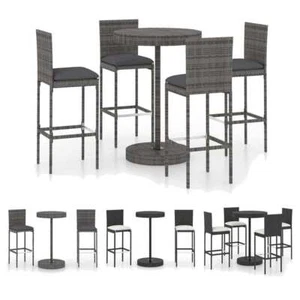 Garden Bar Set with Cushions Patio 3/5 Piece Black/Grey 60.5/75.5 cm vidaXL - Picture 1 of 28
