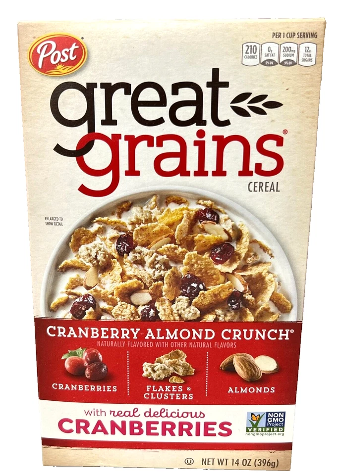 Post Great Grains 蔓越莓杏仁脆饼 14 盎司  — 第 1/1 张图片