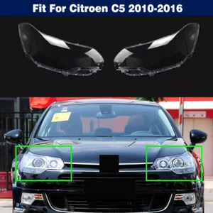 Headlight Cover Transparent Headlamp Lens Shell Pair For Citroen C5 2010-2016 - Picture 1 of 8