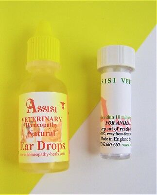 Ear Drops Homeopathy Remedy Kit Dogs Cats  Mites Canker • 20.39£