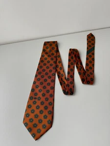 Vintage Valentino Flowers Printed Orange Silk Tie - Picture 1 of 6