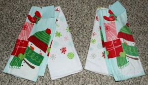 NEW 4 Christmas Kitchen Hand Towels Snowman Presents Holiday St Nicholas Square - Picture 1 of 5