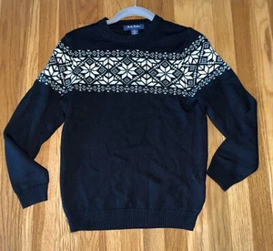 Brooks Brothers Boys Sweater Snowflake Merino Wool Blend Black Size Medium NEW - Picture 1 of 6