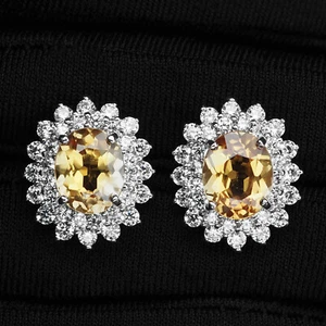 Precious Golden Yellow Sapphire 5.35Ct 925 Sterling Silver Handmade Earrings - Picture 1 of 5