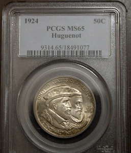 1924 Huguenot Half Dollar Commemorative PCGS MS65 Lot 1056 - Picture 1 of 4