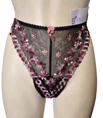 B♥ Ware by Ballet 9132 String Tanga Gr.42 L Bestickt Elegant mesh in Schwarz - Bild 1 von 3