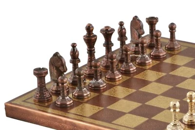 Classic Staunton Brass Metal Luxury Chess Pieces & Board Set-12" - Image 1 of 4