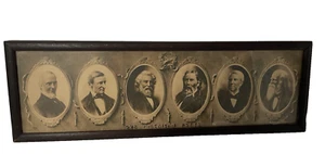 "Our American Poets" Antique Round Photographs of Six (6) USA Poets Framed - Picture 1 of 15