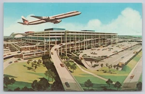 Postcard THE NEW TAMPA INTERNATIONAL JETPORT TERMINAL Delta Super DC-8 Takeoff - Picture 1 of 2