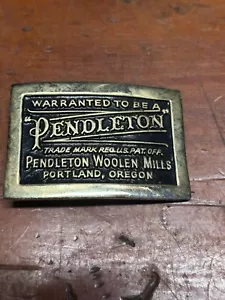 vintage Pendleton Woolen Mills Solid Brass Belt Buckle Made In USA - Picture 1 of 2
