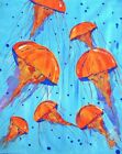 Art Painting Jellyfish MEDUSOZOA . ORIGINAL by Artist . BEAUTIFUL . 2017 . NEW