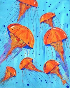 Pintura artística medusozoa MEDUSOZOA. ORIGINAL por artista. HERMOSO . 2017 . NUEVO - Imagen 1 de 8