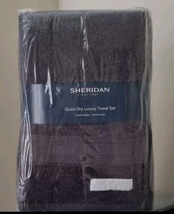 💜QUICK DRY Luxury Cotton 4pc BATH Towel Set in Graphite by SHERIDAN RRP $180💜 - Picture 1 of 5
