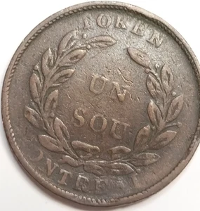 1838 Colonial Canada 1/2 penny un Sous token LC-33C BR-705 - Picture 1 of 4