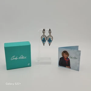 CAROLYN POLLACK Relios Sterling Silver Turquoise Filigree Earrings - Picture 1 of 5